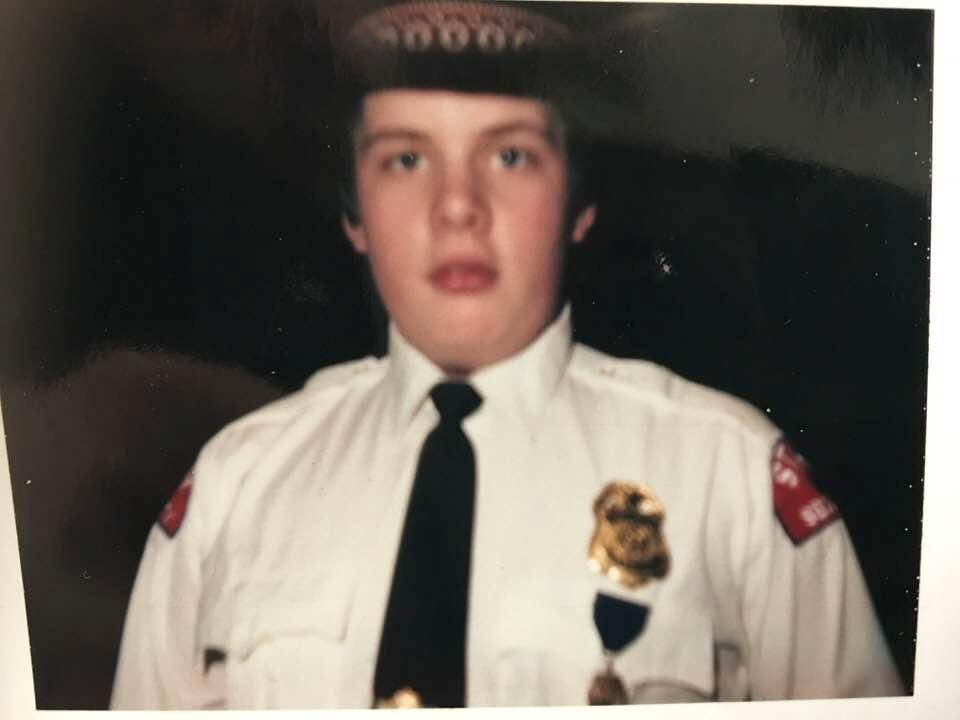 Billy, in his costume (one of the Security Uniform our guards wore) from his Eight Grade School play, The Frankenstein’s Are Back In Town