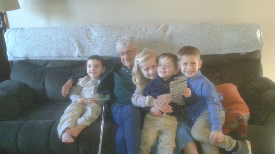 My mother with 4 of her great grand children