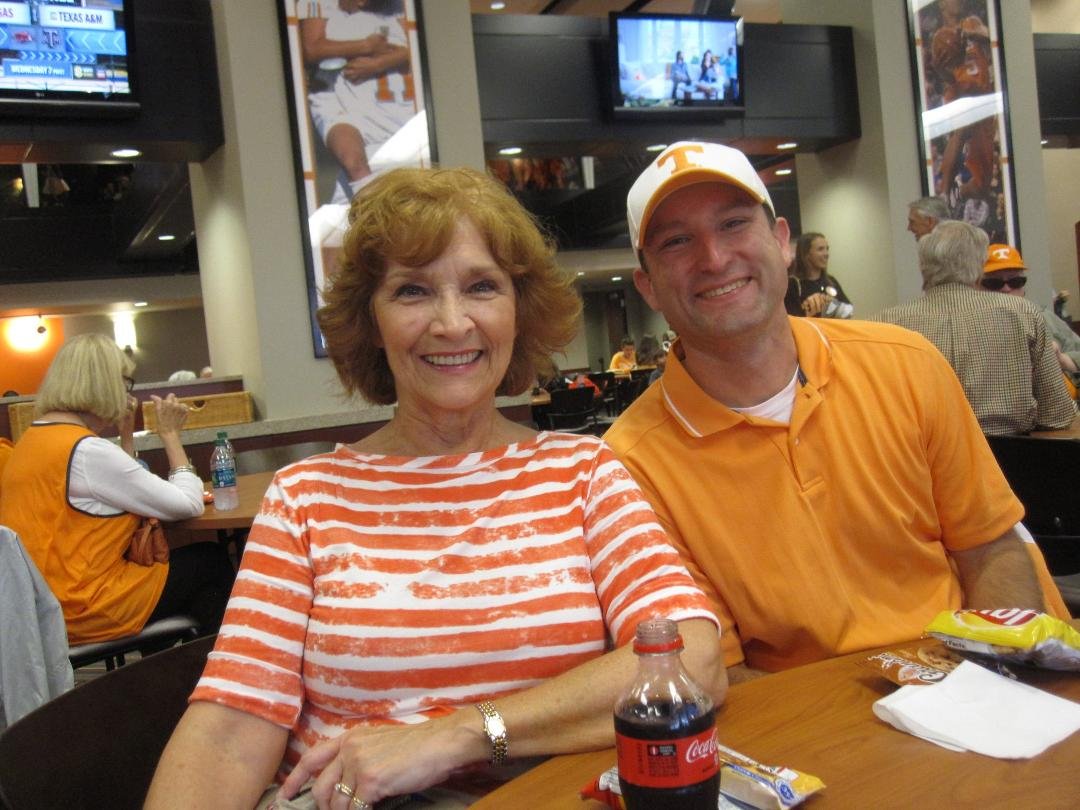 Clay with his mother in the Letterman's room at Neyland Stadium...