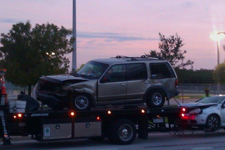 Mt car on way to tow yard