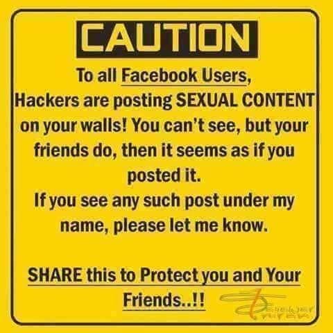 Hopefully you do not see anything inappropriate on my facebook, if so I hope you know I did not post it.
