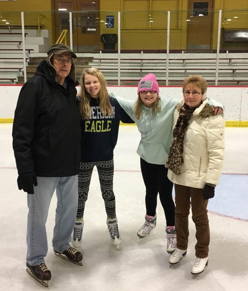 A fun evening on ice with our great granddaughters.
