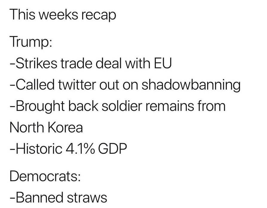 In case you are a little tired of hearing about how Paul Manafort is on trial for not paying his taxes (but Al Sharpton ISN'T), here is some other news of the week: