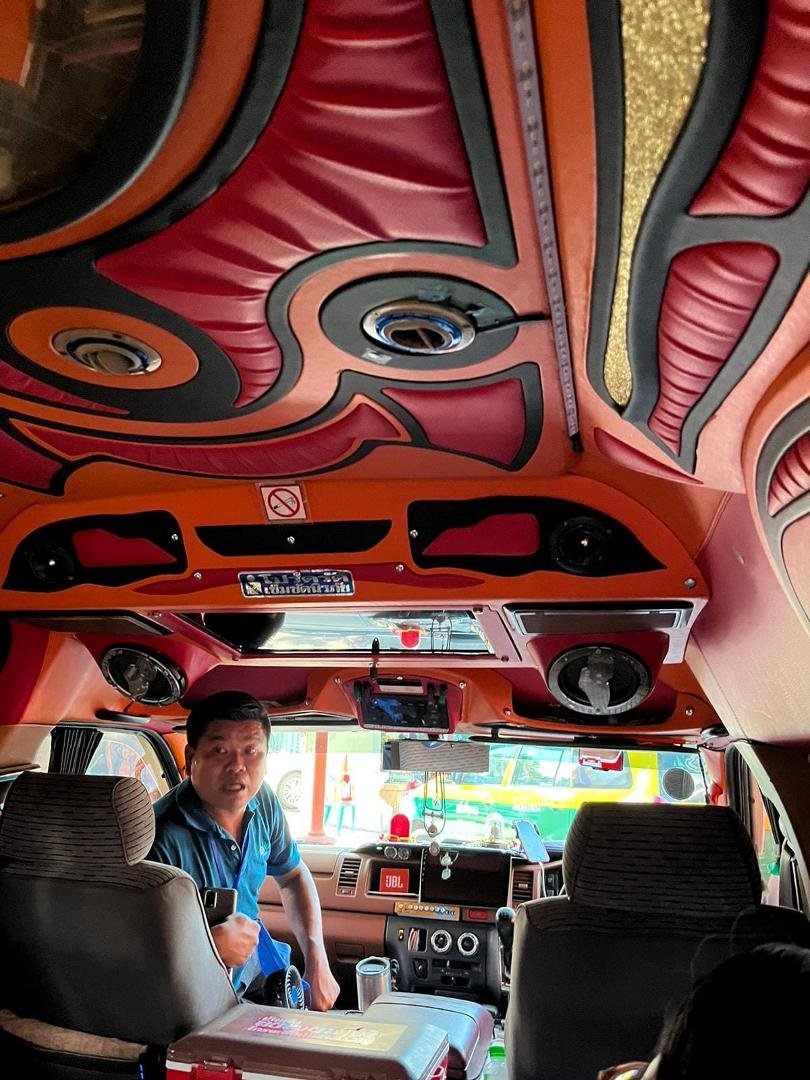 All the transfer vans are tricked out!
