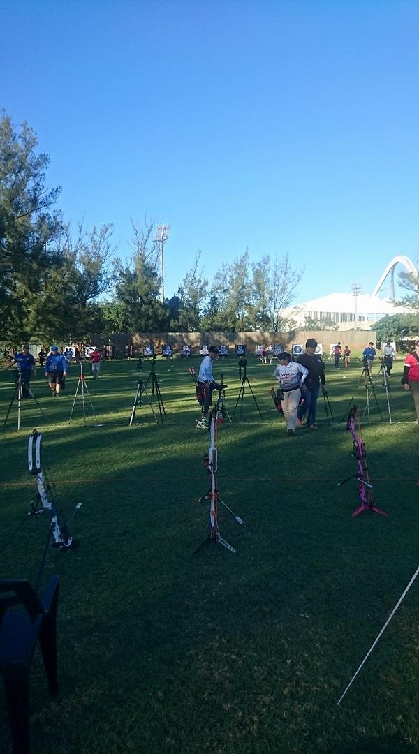 Supporting Justin at his archery competition in Durban.