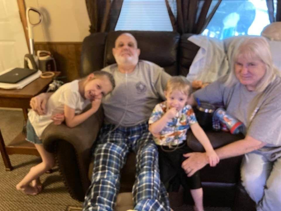 Nana, papa and two of our great grand babies! Ally and Luke