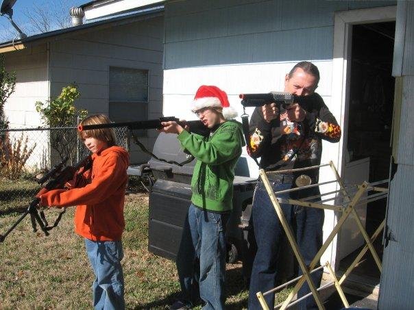 Christmas Day Massacre. The boys are gun fanatics!