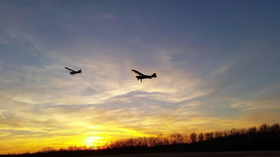 Chuck and I taking off from the Flying Circus last Tuesday evening. Beautiful sunset. Too bad I didn't have my phone to take pictures of the sun setting behind the Blue Ridge mountains.