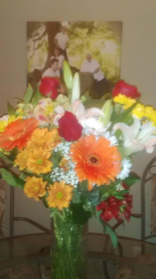 Lovely birthday flowers from hubby; flowers always make me smile. :-)