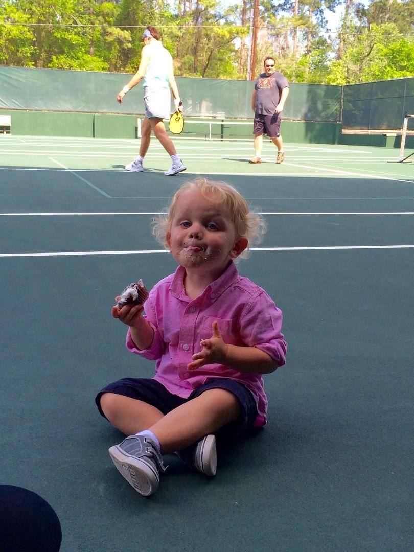 Jake says he's not that into pickleball yet...but he knows a good cupcake when he eats one!