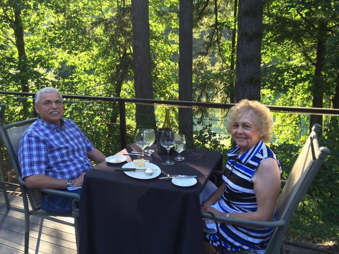 Mary & I at the Riverview Restaurant on the Sandy river