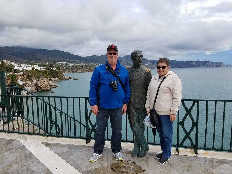 In Nerja Spain with the Mediterranean Sea behind us.