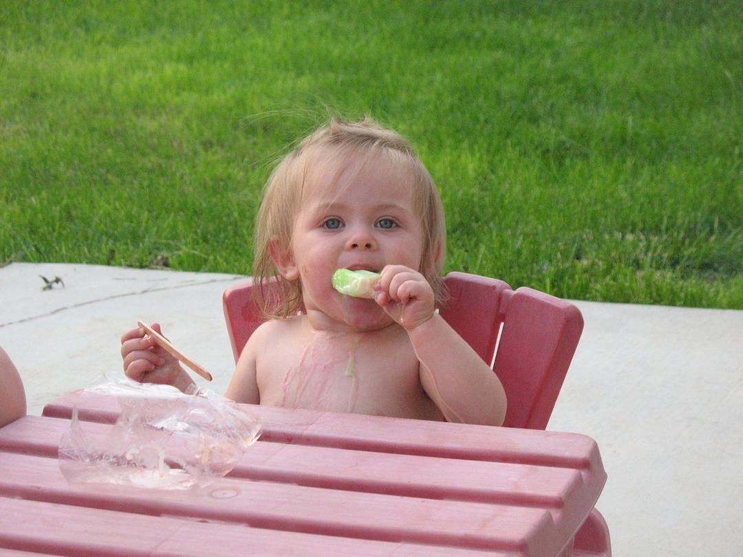 Little Critter enjoying a creamcicle at home in Boise