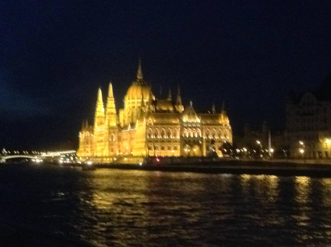 Budapest at night from our long ship.