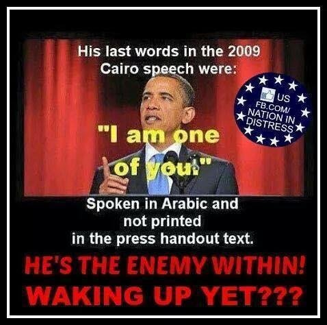 "I will stand with the Muslims should the political winds shift in an ugly direction"
His book Audacity of Hope Page 261