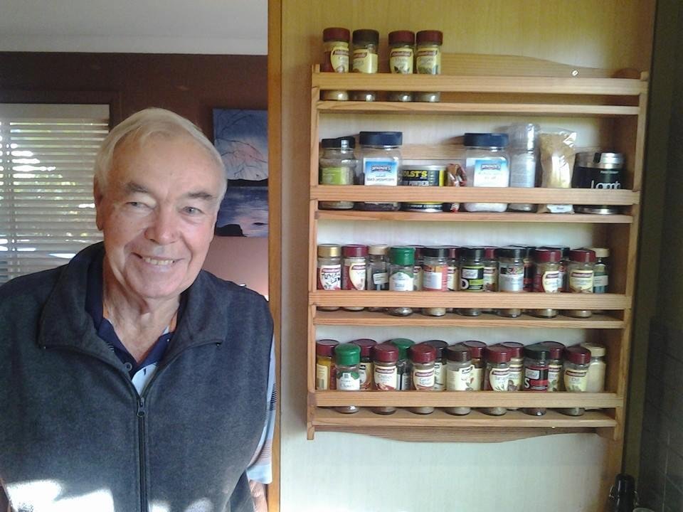My latest project, a spice rack for Kevin made from recycled Oregon, or in Canadian terms Douglas Fir.