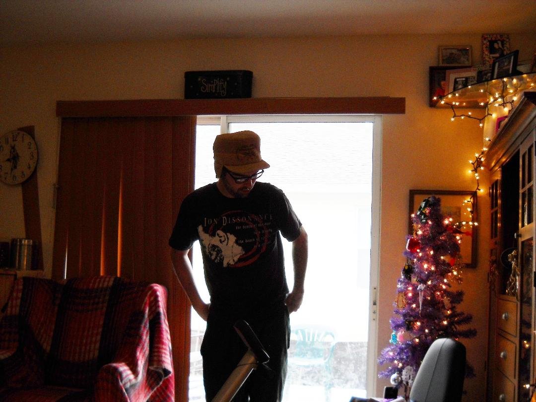 john wearing Grandpa's winter hat from ND.......lol  in FLORIDA......GEEZZ....LOL