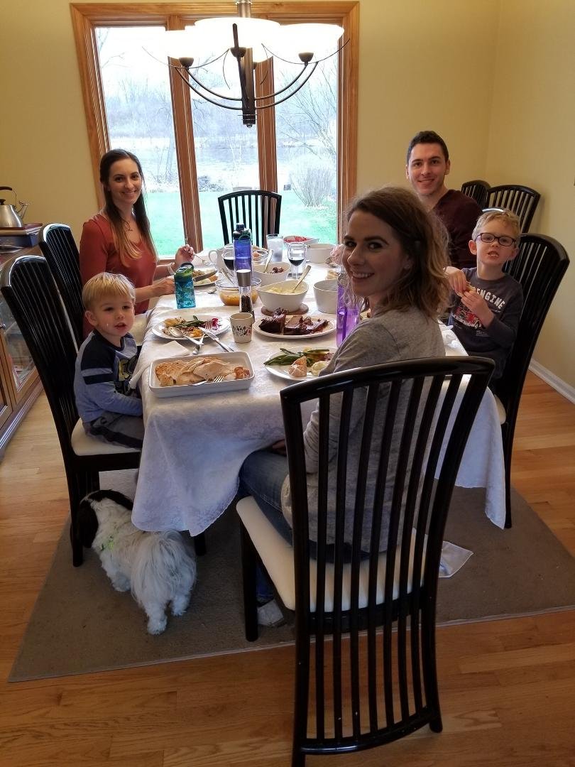 Just a small but wonderful Thanksgiving this year. With daughter Lexi and her husband Tyler and stepdaughter Brooke and her sons.