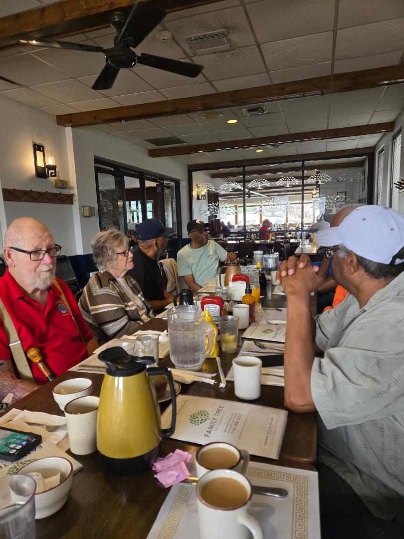 Some retirees at the FAMILY TREE RESTAURANT.,the first every month