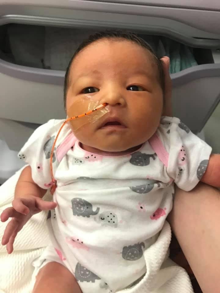 Maren is looking at her mom and dad!