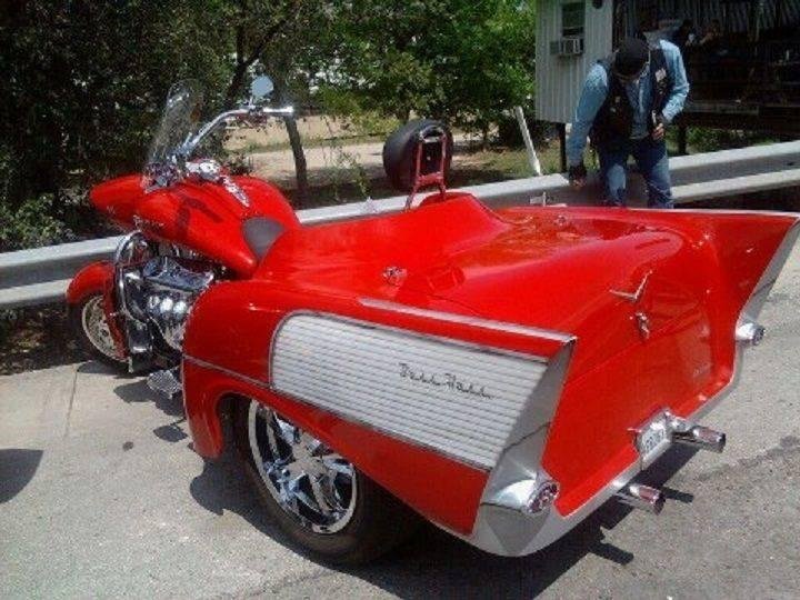 WOW...A '57 CHEVY BELAIRE~MOTORCYCLE-- NOW, DAT'S WUT AHM TAWKIN' 'BOUT (Y) SMOKIN' (Y)... I WANT ONE IN BLACK! 

CLICK ON PIC BELOW TO VIEW LARGER=>