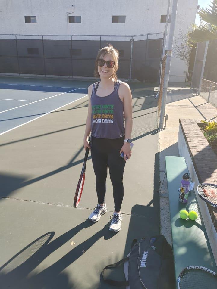 So Lieutenant Lauren Neach gave her Dad one more tennis ass-whoopin' before she heads to South Korea. She leaves the Champion of the SoCal Neach Tennis Circuit, which basically consists of two players. She will be gone at l