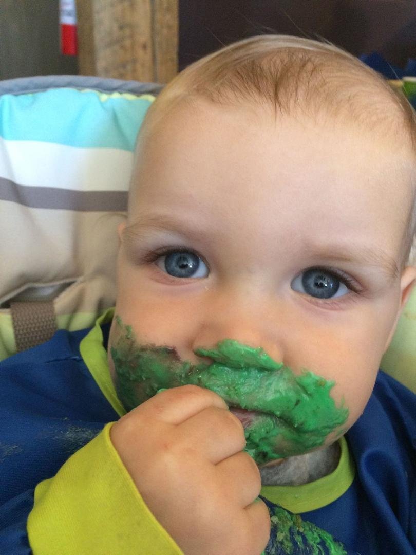 Celebrated my grandson Jack's 1st Birthday yesterday!! My daughter and son-in-law held a wonderful party with family and friends. Here's the "babe of the day" enjoying his first slice of cake!!