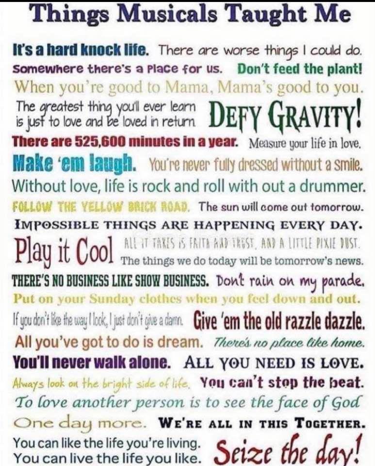 What musicals have taught me!
