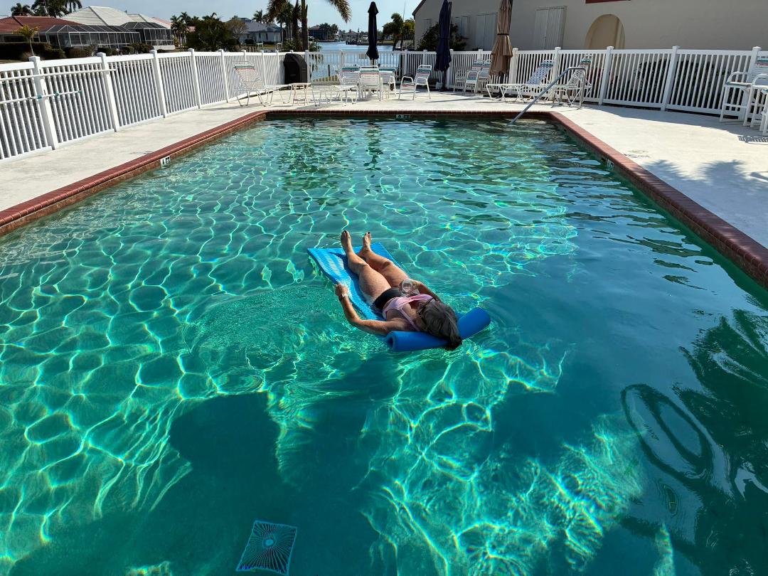 Valentine day swim in the pool