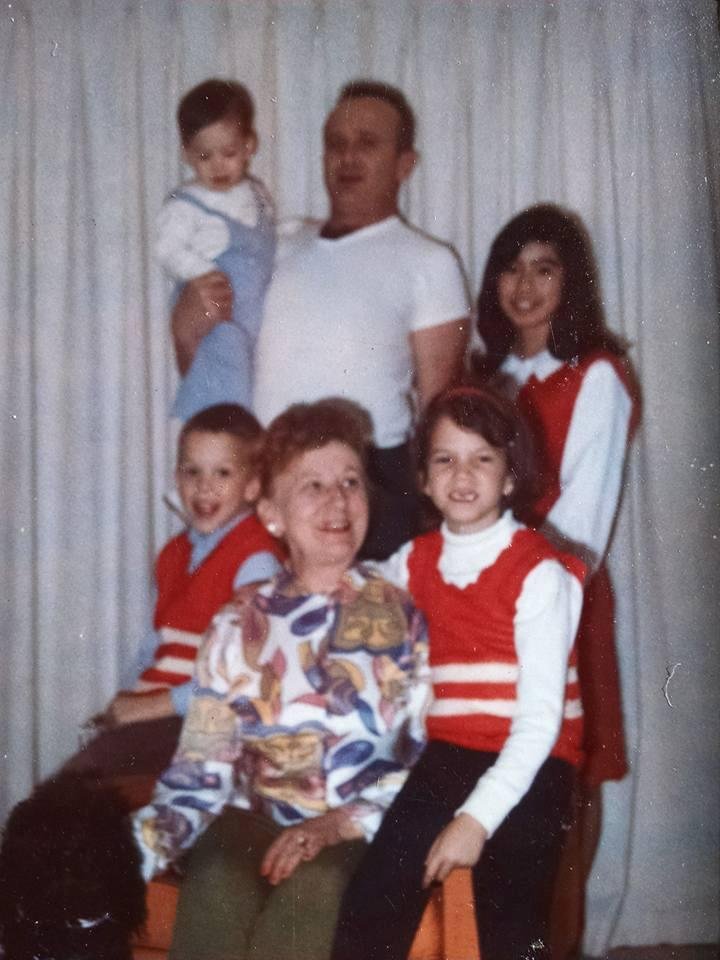 TBT! In matching Christmas sweaters that my Grandma made!