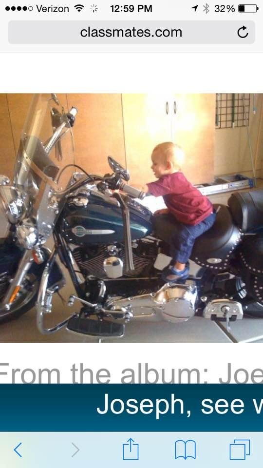 Baby Jack riding Grandpa's Harley