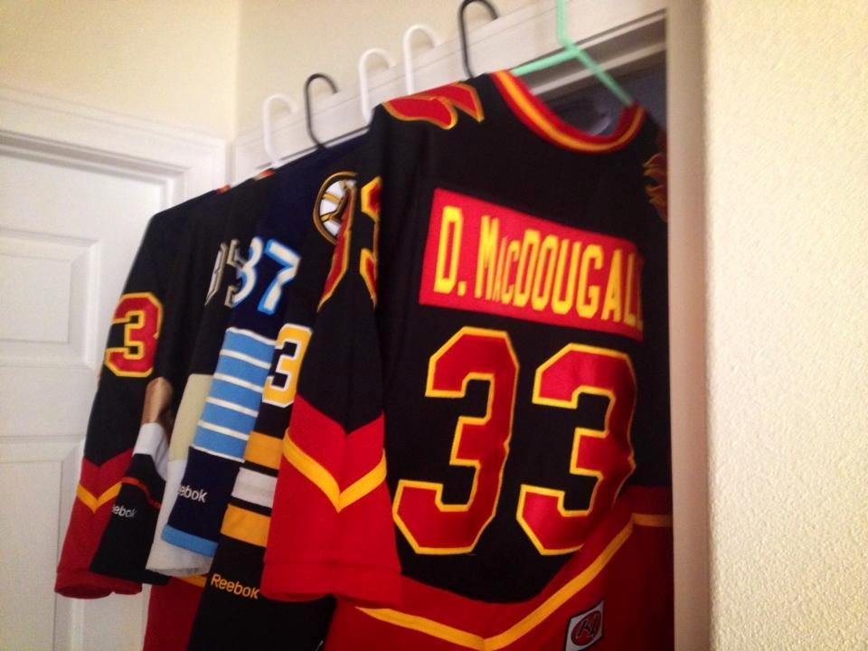Here is a portion of my laundry today..Not having all if them here, think Derek likes his jerseys??