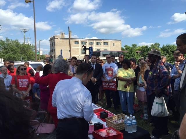 Joyce Beatty speaking at her "town hall" last week .