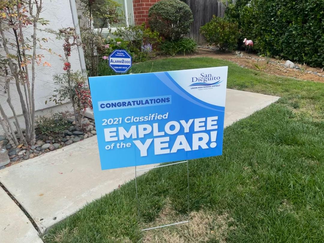 To Pandora's surprise, she came home from work yesterday to find this posted on our lawn - along with balloons and a goody bag! So well deserved for all her hard work as the Health Technician during the pandemic at San Die