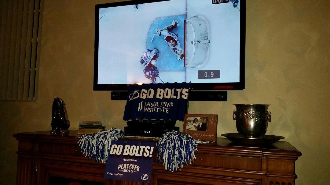 Watching Tampa Bay Lightning last second goal to lead series 3 - 0 against Montreal!!!