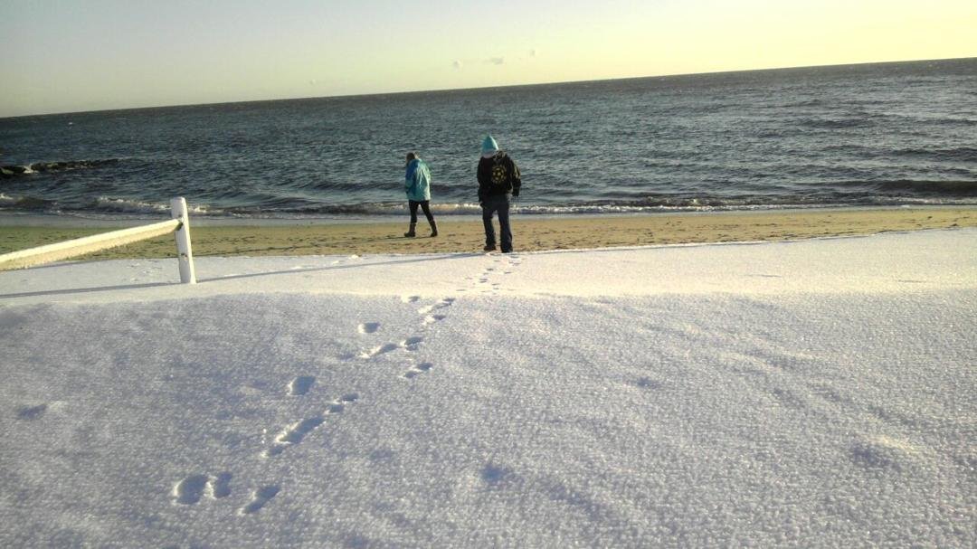 Snow on the beach!