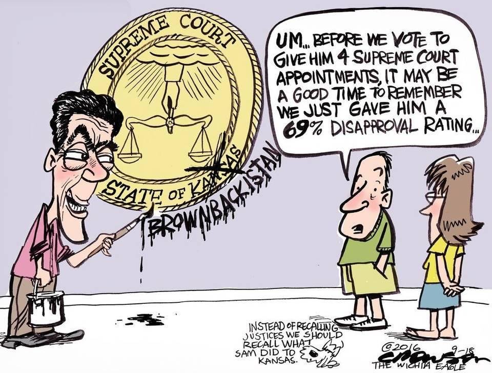 We got our first piece of political propaganda regarding Nov election for KS Supreme Court judges ....... whether to retain them , or not ..... We should vote out the 4 extreme activist judges , but keep the one guy
