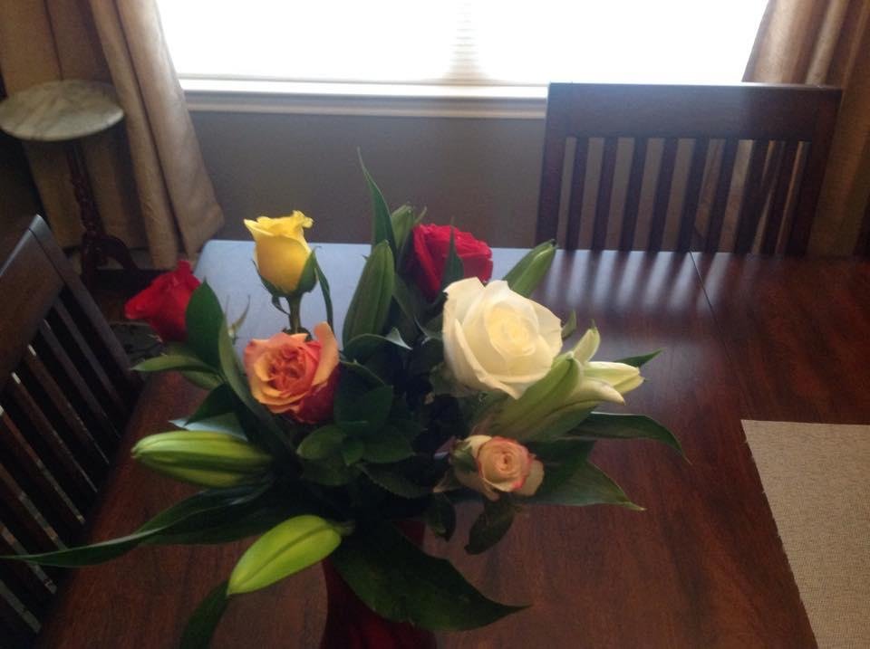I got beautiful flowers for Mother's Day from my boys. Love them so much.