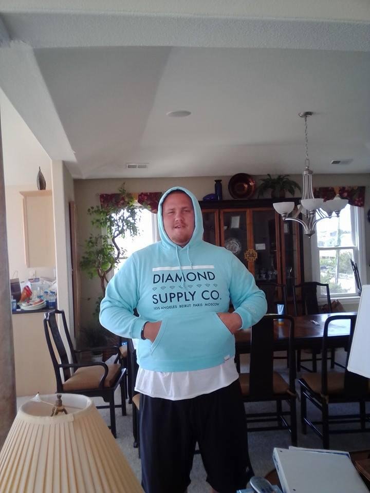 Jeremy Yelton modeling Kate Yeltons sweatshirt lol