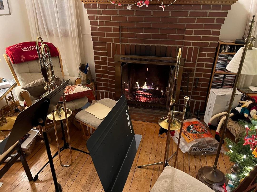 Playing duets with Carol Ann
By the fire