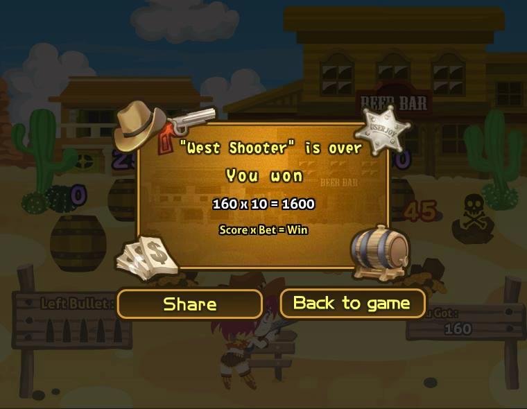 Carla Benway played the "West Shooter" Bonus and won 1,600 coins in Let's Vegas! Come to join now!