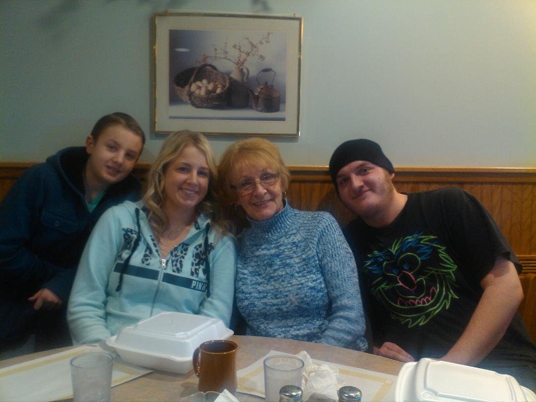Breakfast with 3 of my grand kids.
