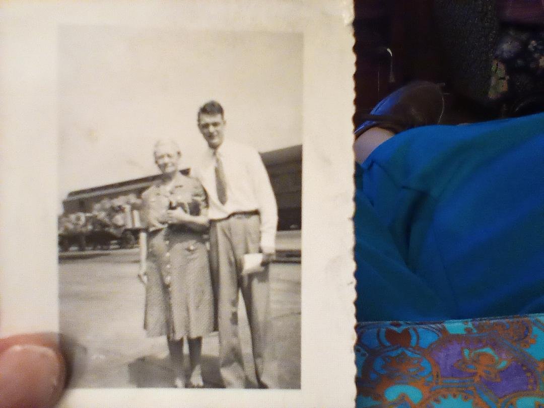 Our Great Grandmother Cora Luella Dolly Paul Shaw. She was Grandma Knepper's Mother. She was seeing Uncle Bob off to join the Army.