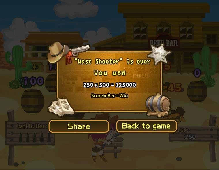 Bud Dausener played the "West Shooter" Bonus and won 125,000 coins in Let's Vegas! Come to join now!