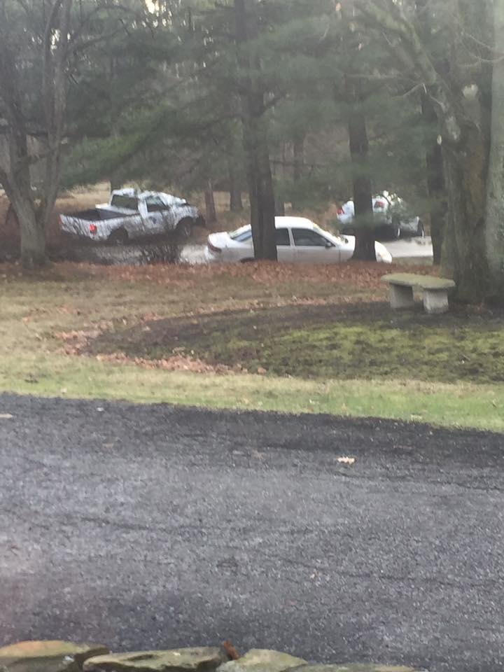 The three vehicles involved, nobody got hurt, and there was an accident just north on our road too!!!