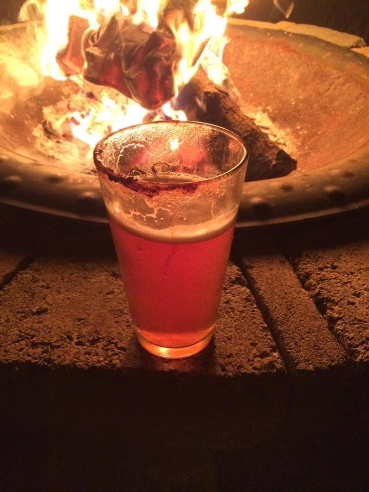 Sitting by the fire drinking Pumpking beer!!