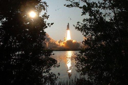 This picture was taken in my sister's back yard in Florida a few years ago.  It is the space shuttle going up.  It was an awesome experience to see this!
