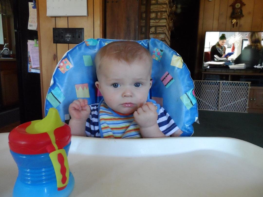 All of my grandkids have used this highchair, this cutie finally big enough to sit in it. Can't wait for Gracelynn to use it too.