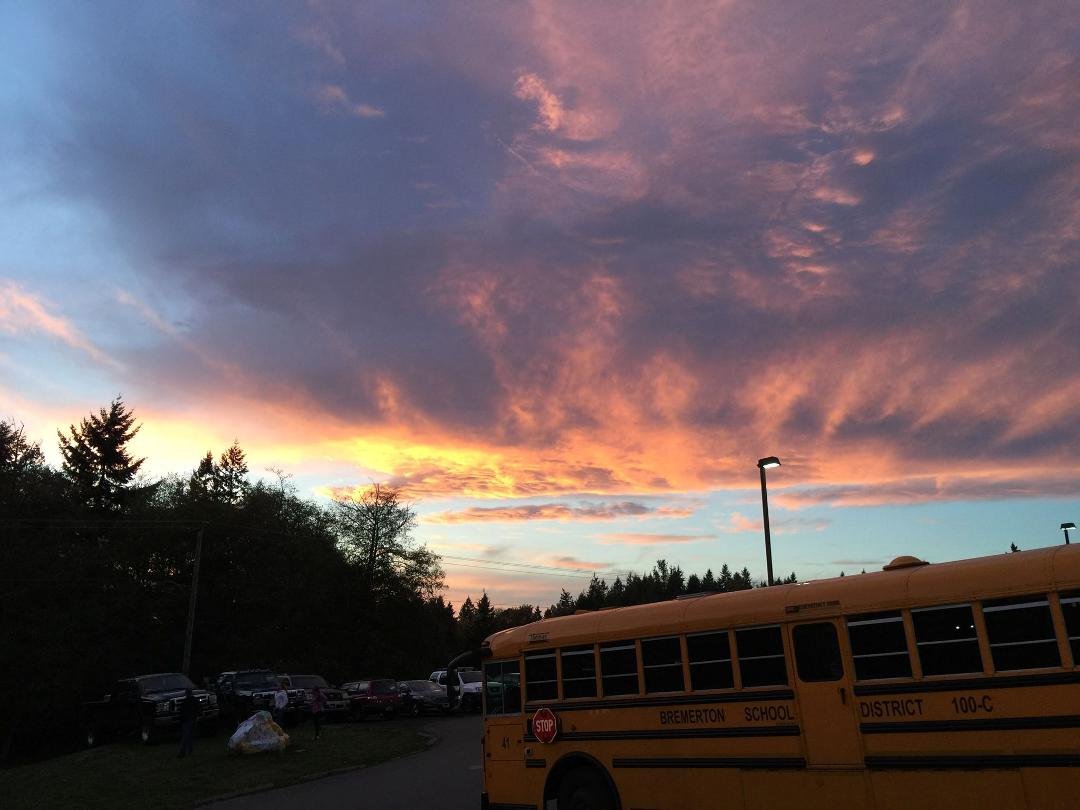 Hanging out at the game last night a glorious sunset!