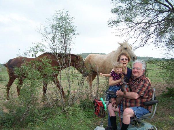 Richard, Nancy, Pepper, Lydia and the horses, Levi and Sunny.